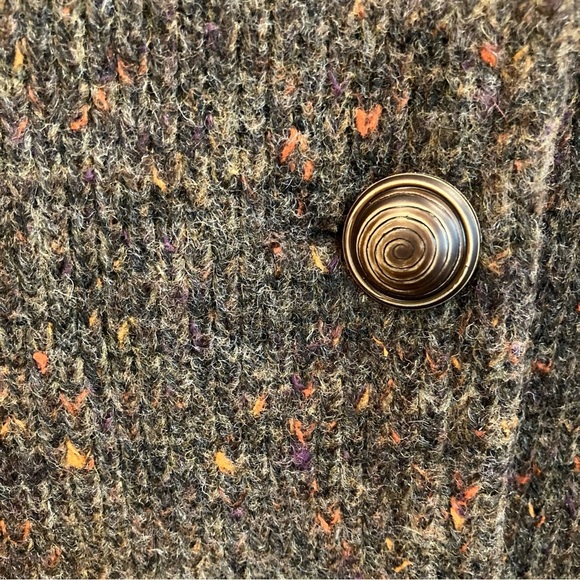 ZARA KNIT Sz S Thick Knit Knee Length Double Breasted Heather Brown Unlined Coat - Picture 3 of 15